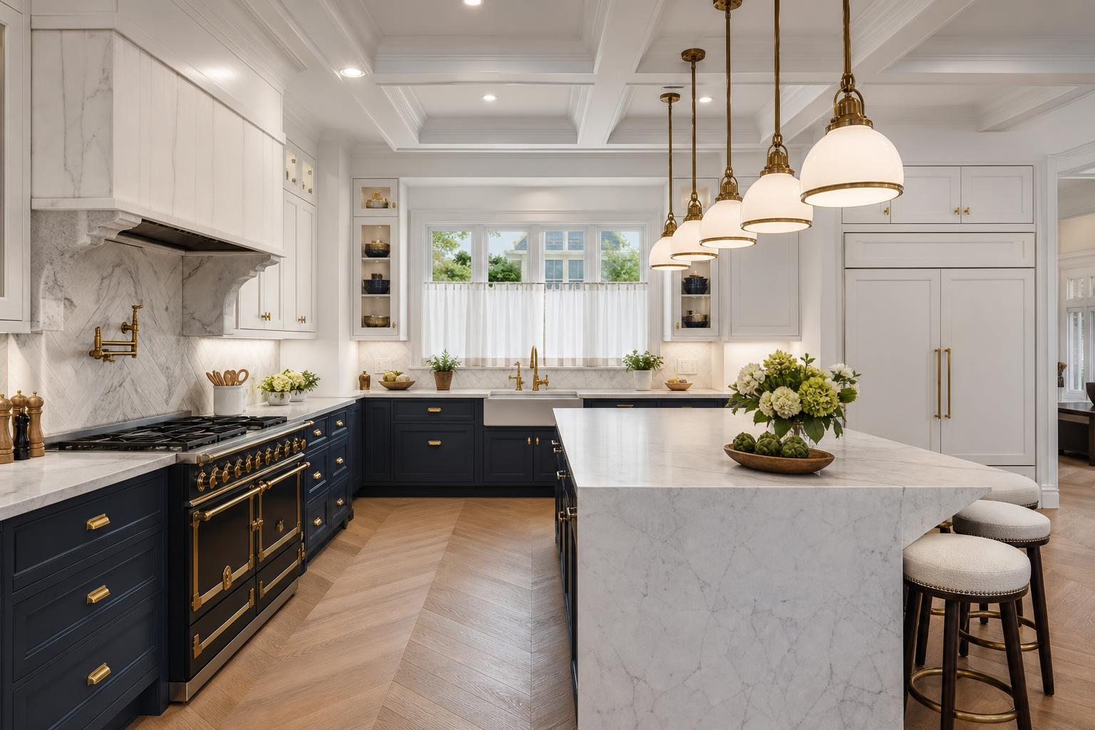 Navy island custom kitchen